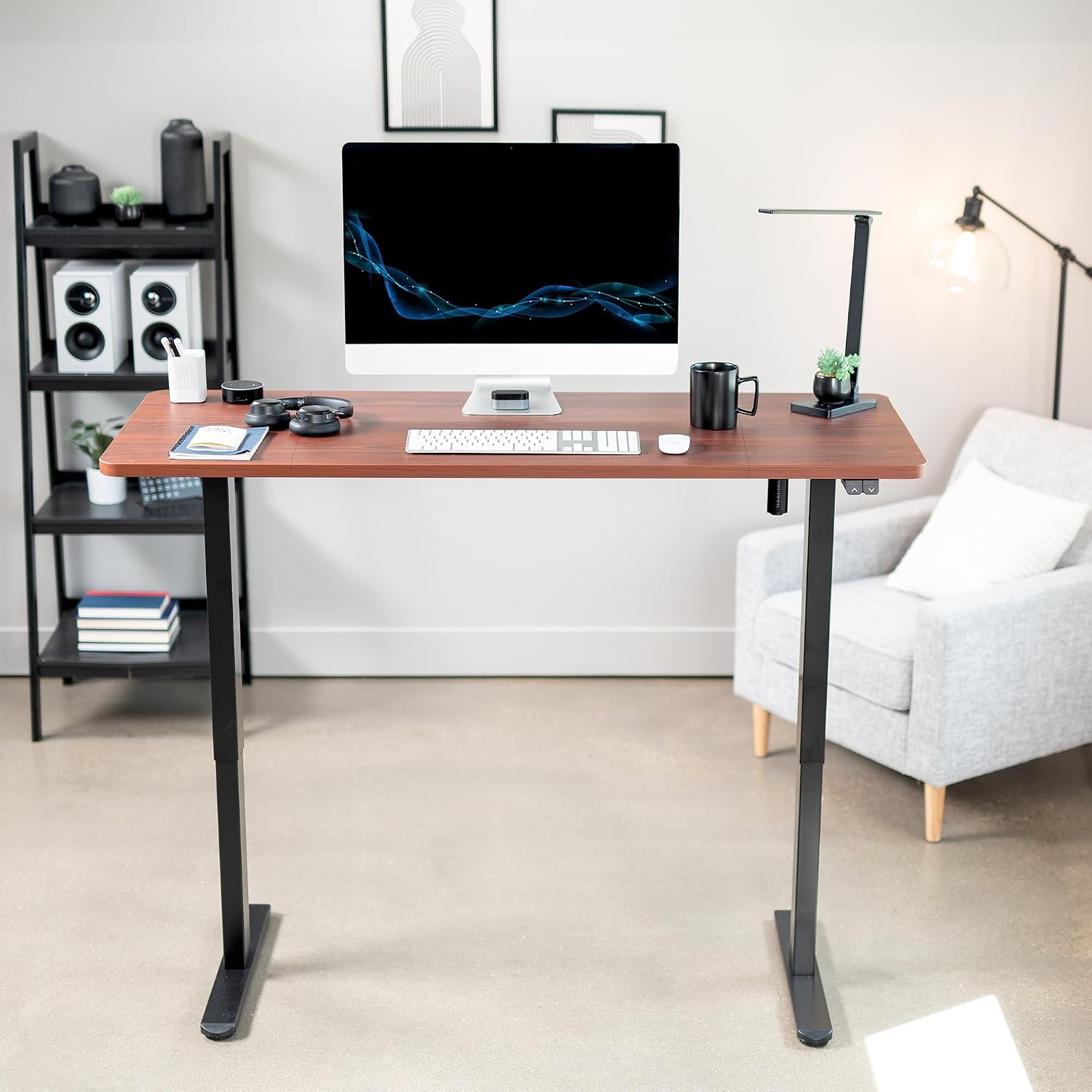 VIVO Electric 60 x 24 inch Stand Up Desk, Height Adjustable, Dark Walnut Top Black Frame, Home and Office Furniture Sets, DESK-KIT-B06D