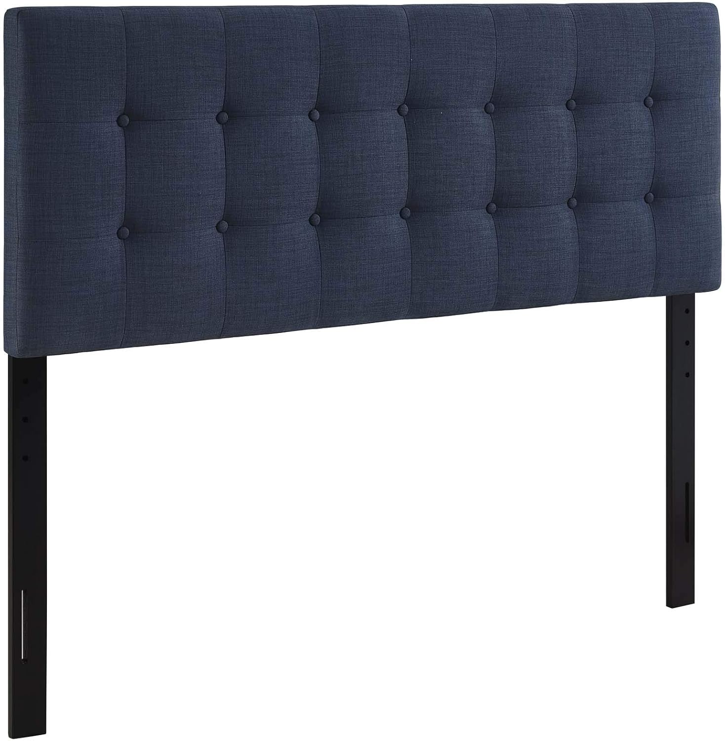 Modway Emily Tufted Button Linen Fabric Upholstered Queen Headboard in Navy
