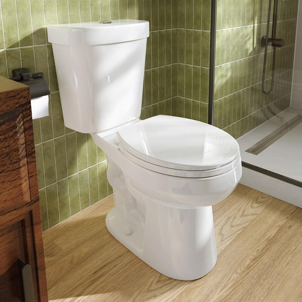 HOROW 17 Inch High Round Toilet with ADA Chair Height, Two Piece Toilet with 1.1/1.6 GPF Dual Flush, MAP 1000g, Extra Tall Bowl for Tall Person & Seniors, HR-R17D
