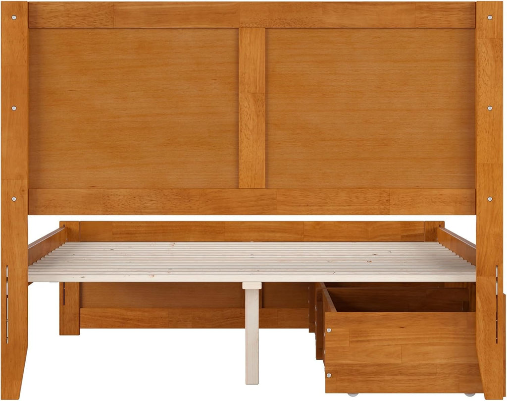 AFI, Canyon Full Platform Bed with Matching Footboard & Storage Drawers, Light Toffee
