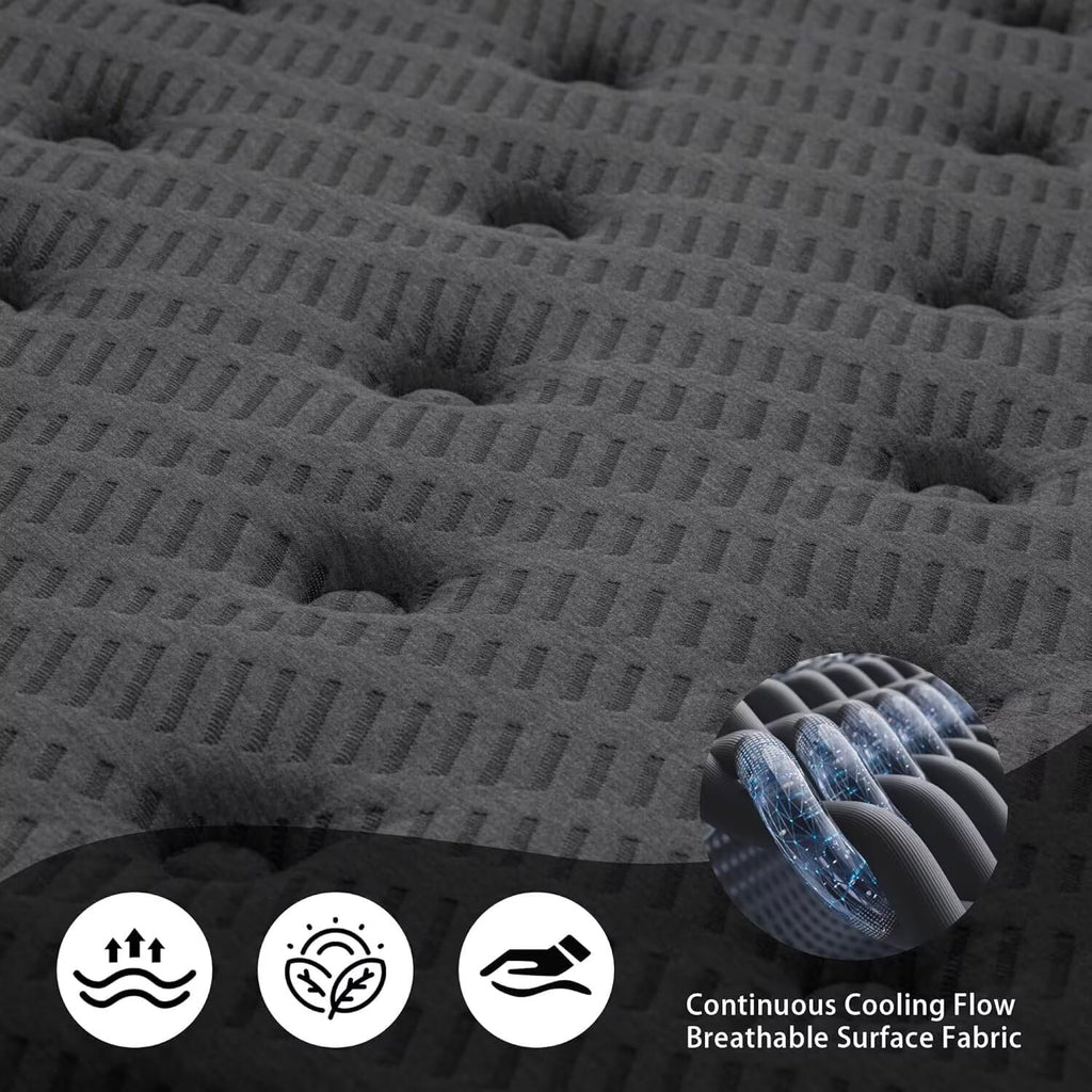 inight 12 Inch Queen Hybrid Mattress, Medium Firm Balanced Support with Nebulign Foam & Pocket Springs, Pressure Relief for Average Weight (130-230lbs), Fiberglass-Free, CFR 1633 Compliant