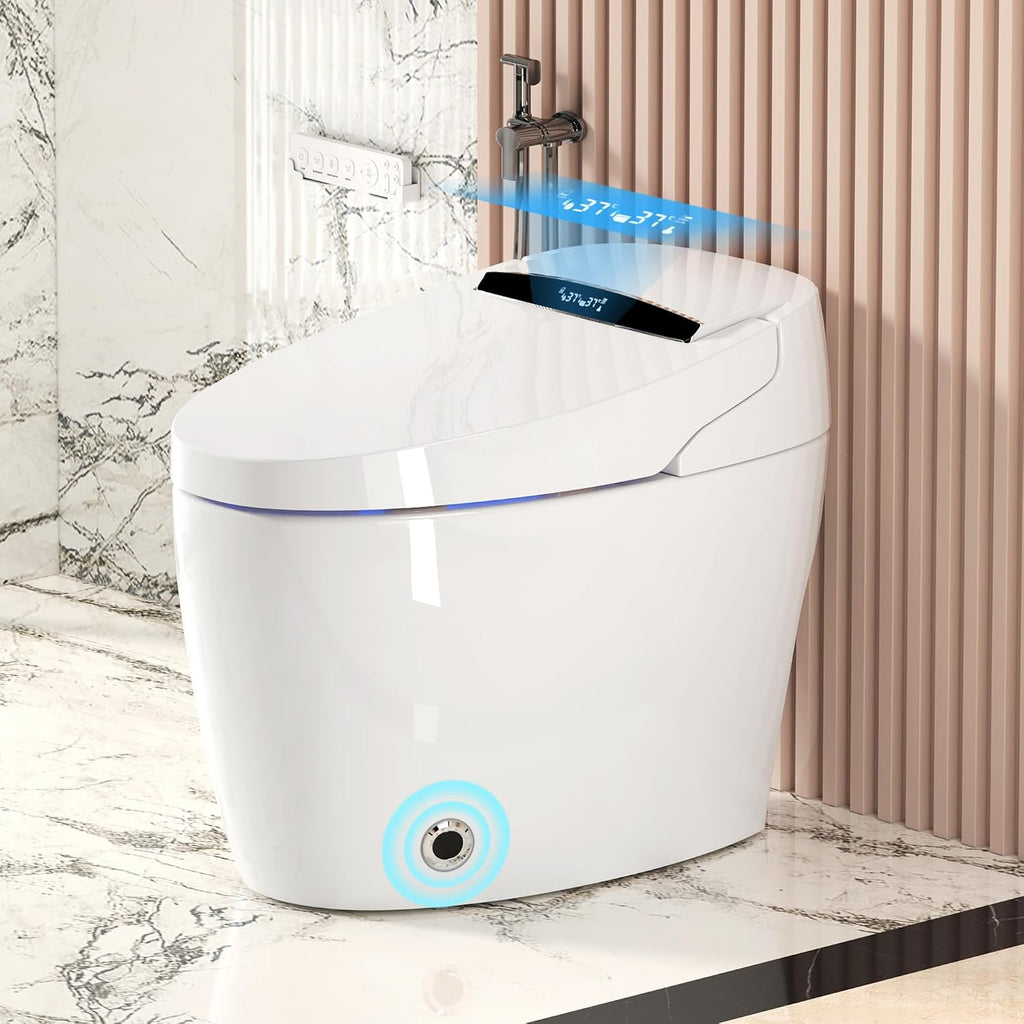 Smart Toilets with Heated Bidet Seat.Portable toilet with bidet built.Intelligent Toilet Auto Open,Close Seat. Bidet toilet with Dryer and Warm Water