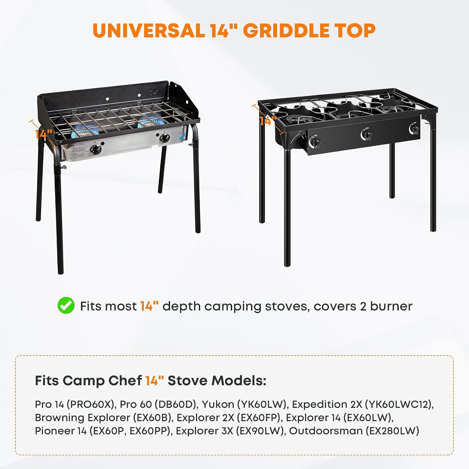 Stanbroil Universal 2-Burner Griddle, Nonstick Flat Top Griddle for Camp Chef and most 14' Deep Camping Stoves, 32' x 14'