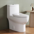 DeerValley One Piece Toilet Elongated Toilet with Soft-Close Seat Powerful 1.1/1.6 GPF Dual Flush Standard Height Toilets Skirted Design 12' Rough-In DV-1F026