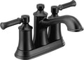 Moen Dartmoor Matte Black Traditional Two Handle Centerset Bathroom Sink Faucet, 6802BL