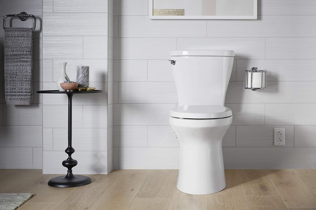 Kohler 20198-0 Betello Comfort Height Two-piece elongated 1.28 gpf toilet with ContinuousClean, skirted trapway, Revolution 360 swirl flushing technology and left-hand trip lever, seat not included