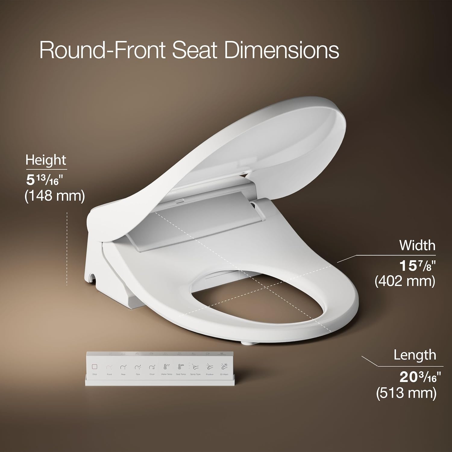 Kohler PureWash E880 Round-Front Bidet Toilet Seat With Remote, Warm Water, Quiet-Close Lid Prevents Slamming, Easy Installation with Quick-Release, Self-Cleaning Wand, Adjustable Water Pressure