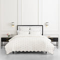 kate spade new york Scalloped Edge 3-Piece Full/Queen Quilt Bedding Set, 100% Cotton Reversible Cover, All Season Warmth Bedding, Machine Washable, Marshmallow