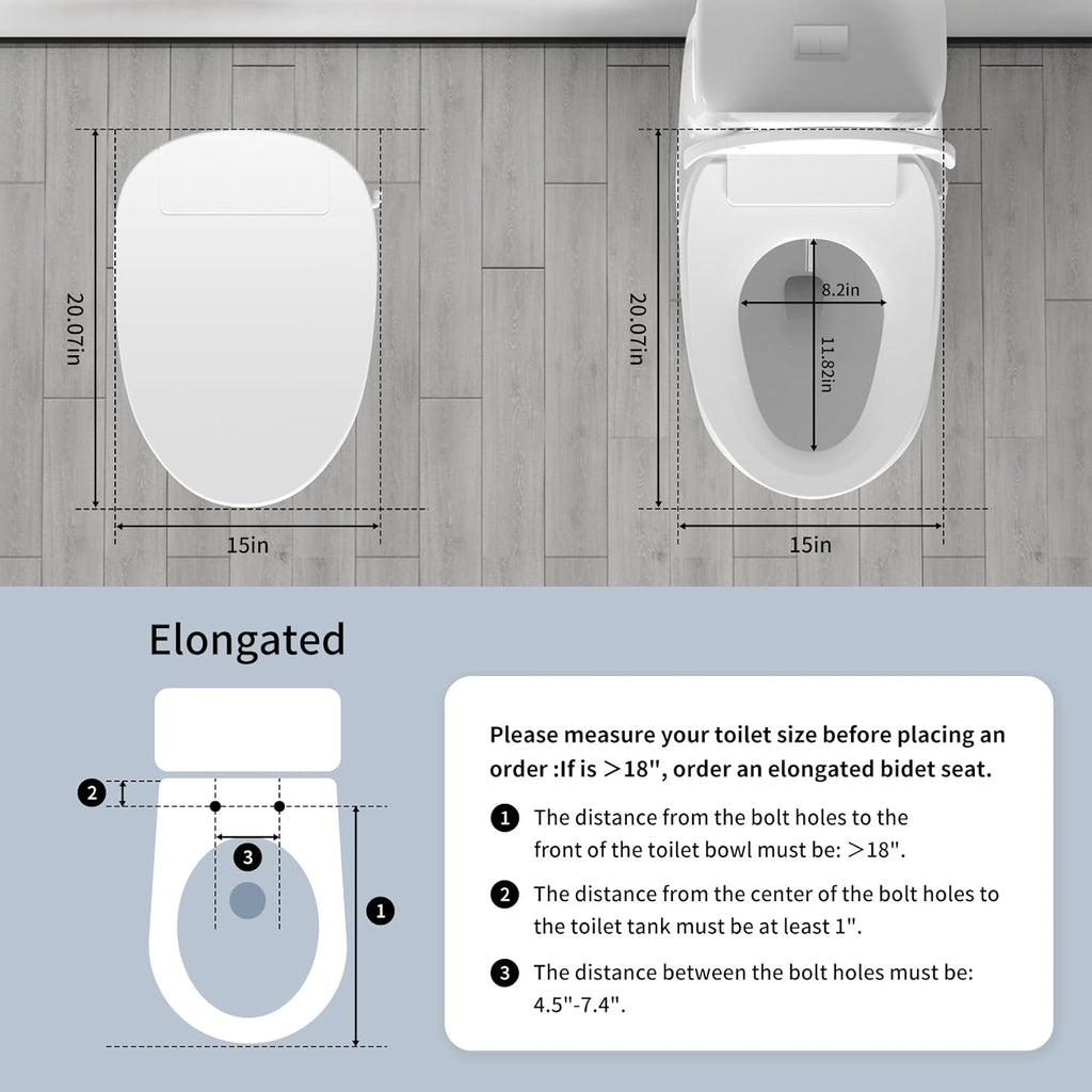 Bidet Toilet Seat Elongated, Unlimited Warm Water, Heated Toilet Seat, Warm Air Dryer, Rear and Front Washing, Soft Closed Toilet Lid, Night Light, Requires Outlet,white