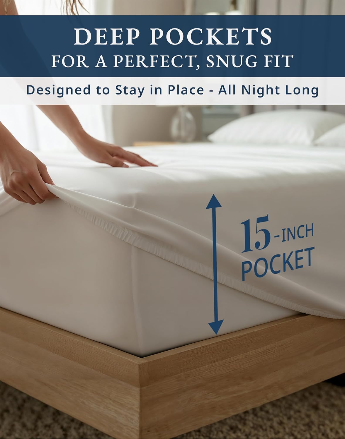 100% Egyptian Cotton Sheets Queen Size - Luxury 1000 Thread Count Naturally Cooling & Breathable Silky Sateen Weave Queen Sheet Set, Soft & Durable Hotel Sheets with 15' Snug Fit Deep Pockets - White