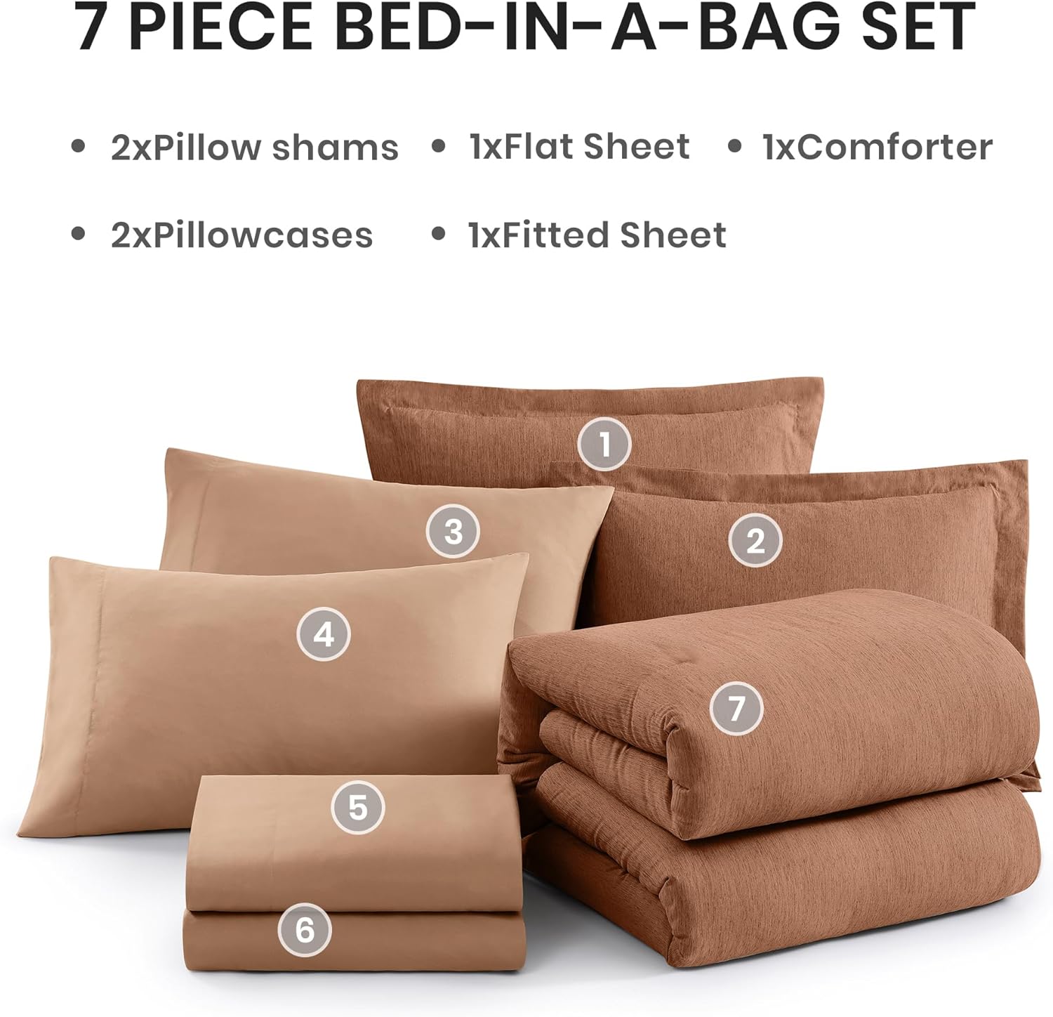 Monbix Super King Plus Comforter Set, Autumn Leaf Cationic Dyeing Bedding Set Reversible, Bed in a Bag 7 Pieces with Comforter, Sheets, Pillowcases & Shams