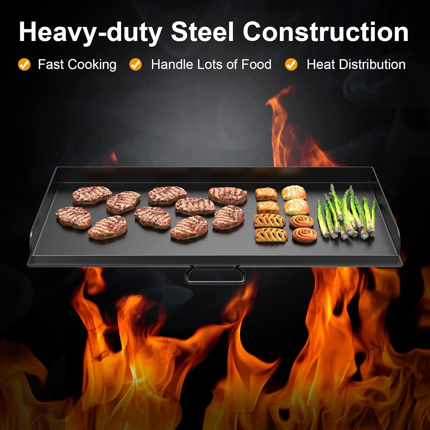 AJinTeby Fry Griddle for Camp Stove Griddle, 16 x 38 inch Flat Top Cooking Griddle for Camp Chef 3 Burner Griddle, BBQ Camping Grills Flat Top Plate, Outdoor BBQ Camping Grills Accessories