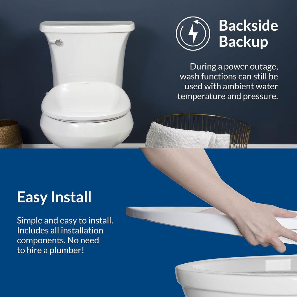 Bio Bidet Bliss BB500 Heated Electric Bidet Seat with Warm Water Wash, Night Light, Low Profile Design, Elongated