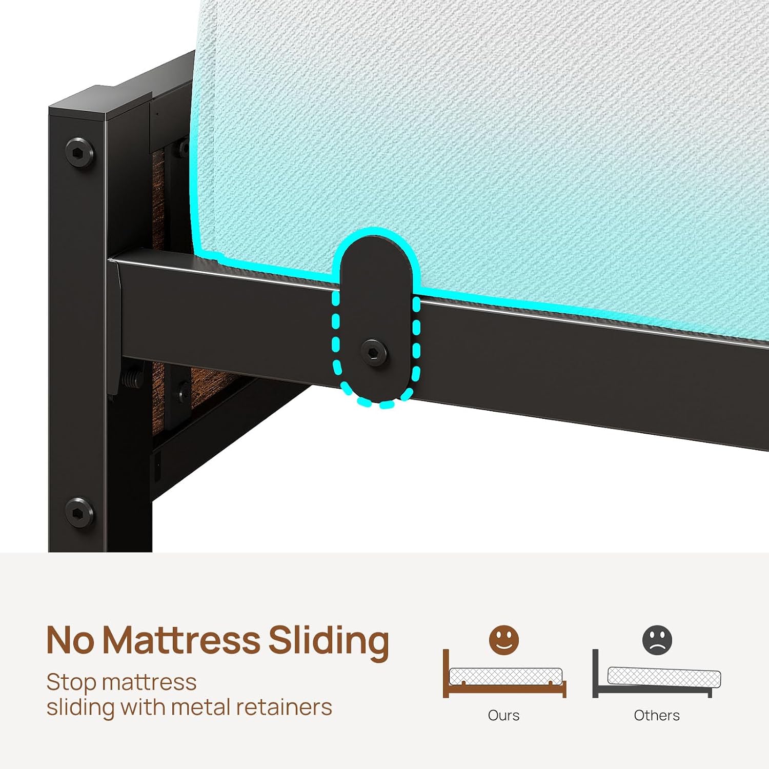 Rolanstar Bed Frame Twin Size with Charging Station and LED Lights, Upholstered Storage Headboard with Drawers, Heavy Duty Metal Slats, No Box Spring Needed, Easy Assembly, Rustic Brown