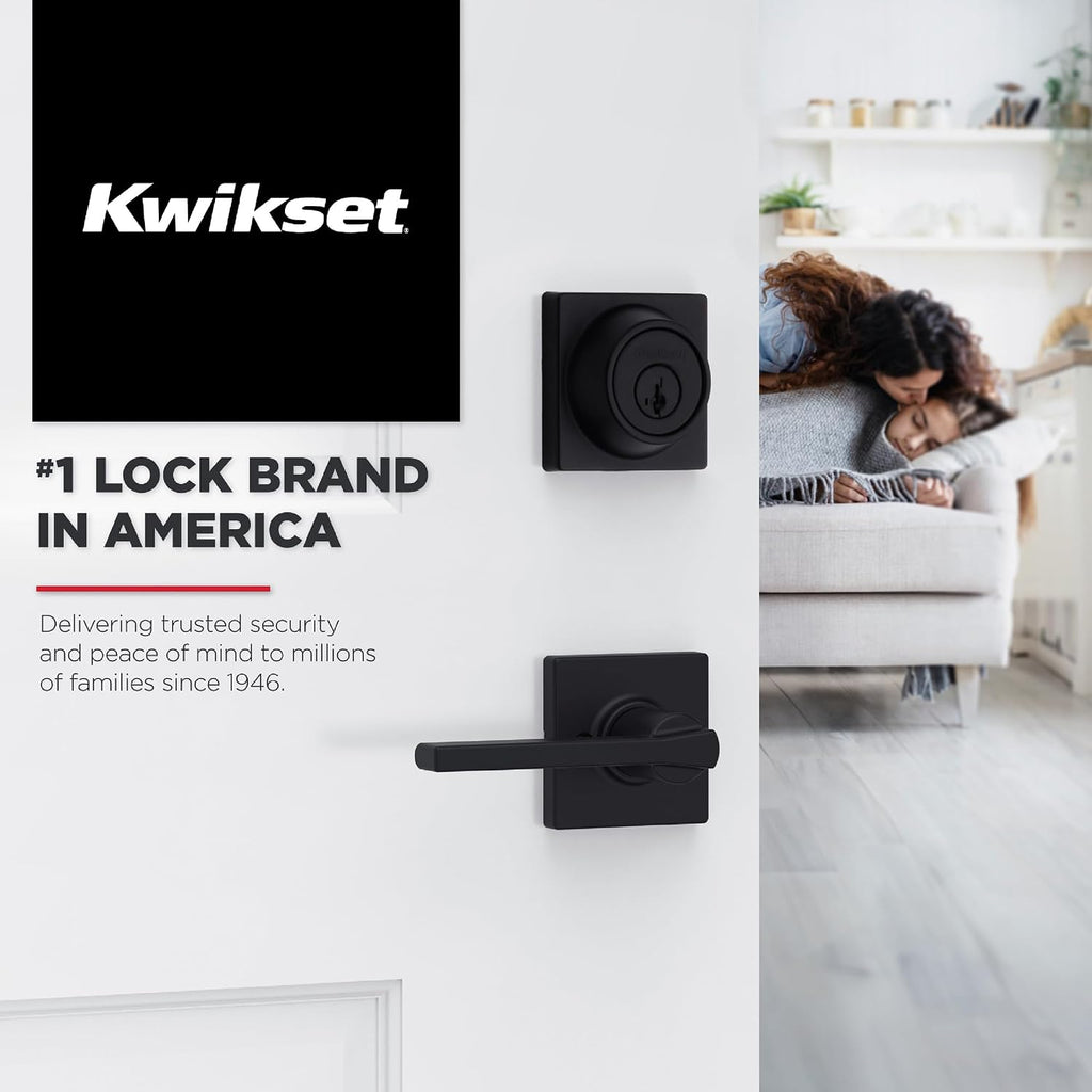 Kwikset Casey Dummy Door Handle,Sided Lever for Closets,French Double Doors,and Pantry,Matte Black Non-Turning Reversible Interior Push/Pull Lever,with Microban Protection,(Pack of 12)