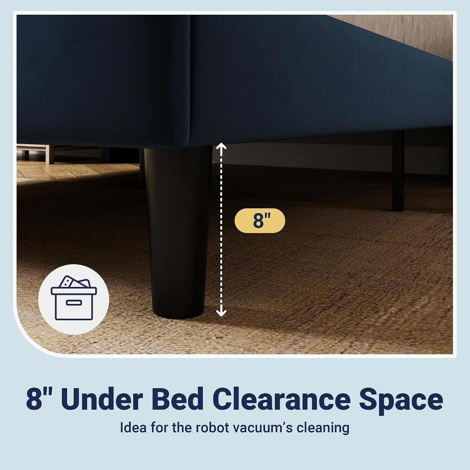 Allewie Full Size Platform Bed Frame with Velvet Upholstered Wingback Headboard, No Box Spring Needed, Under Bed Storage Space, Wooden Slats, Modern Mattress Foundation, Easy Assembly, Blue