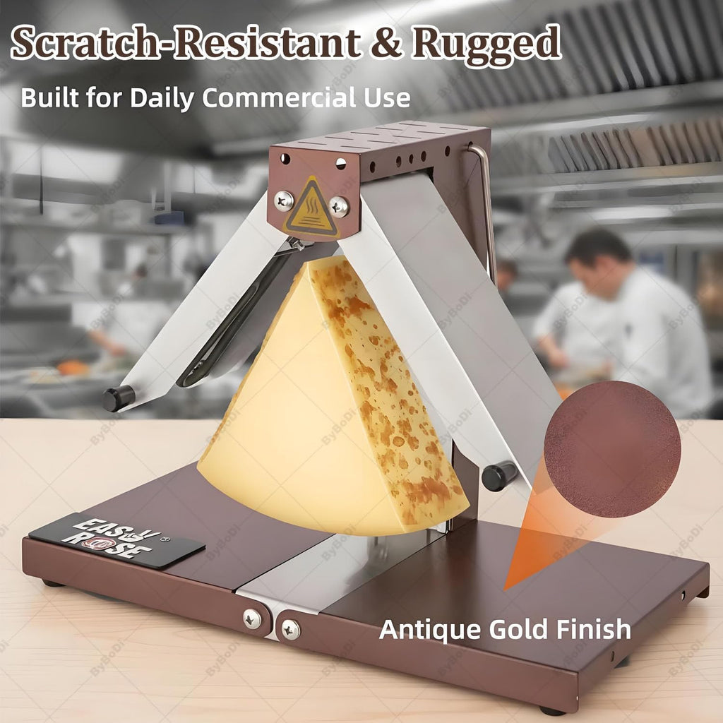 Commercial Cheese Melter Machine,Multi-Function Electric Raclette Cheese Melter,1000W Dual Heating for Half Round, Blocks & Wedges,0-90° Adjustable Foldable Electric Melt Station