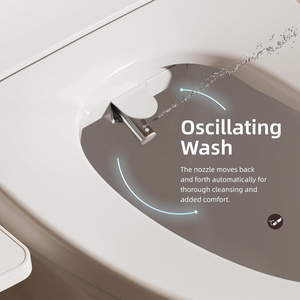 BRAVAT® Electronic Smart Bidet Toilet Seat – Heated Seat, Instant Warm Water, Stainless Steel Nozzle, Cleansing Rinse, Warm Air Dryer, Night Light, Easy Install, Elongated, White