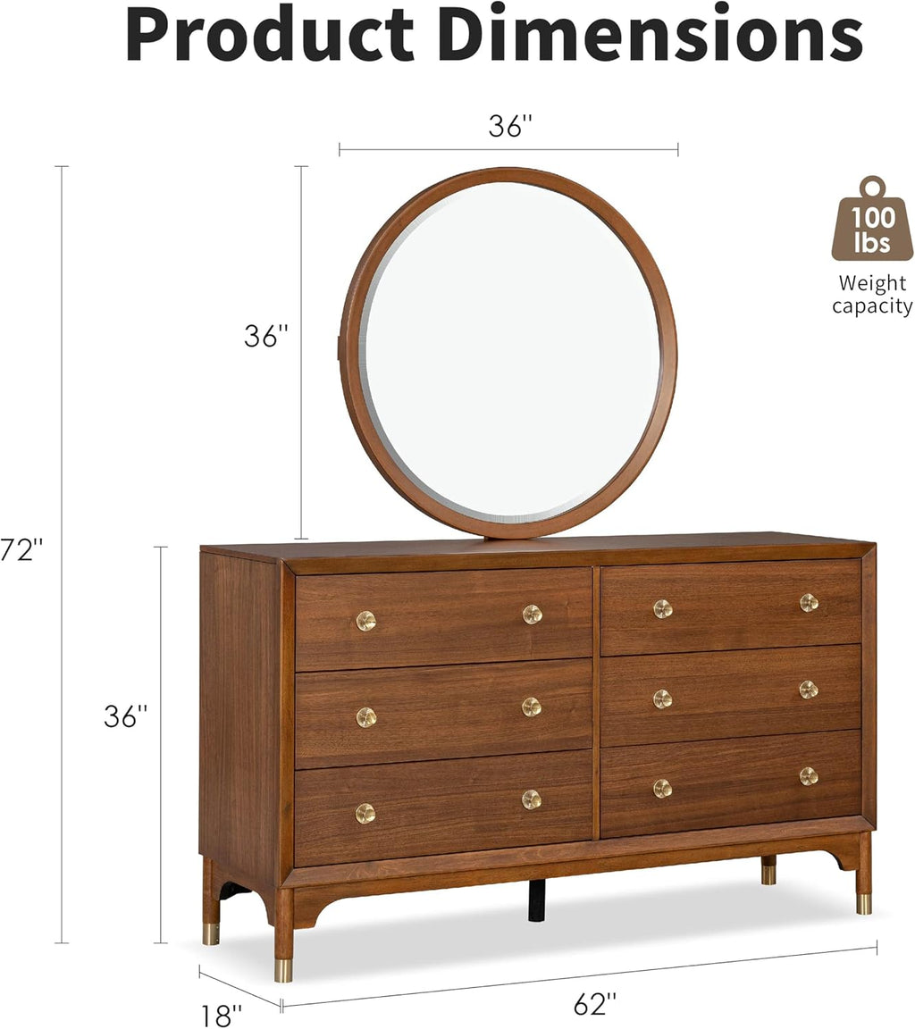 Furniture of America Forma Modern Solid Wood 4-Piece Bedroom Set with Upholstered Bed with LED Lights, Ball-Bearing Glide on Nightstand and Dresser with Mirror, No Box Spring Needed, Queen, Walnut