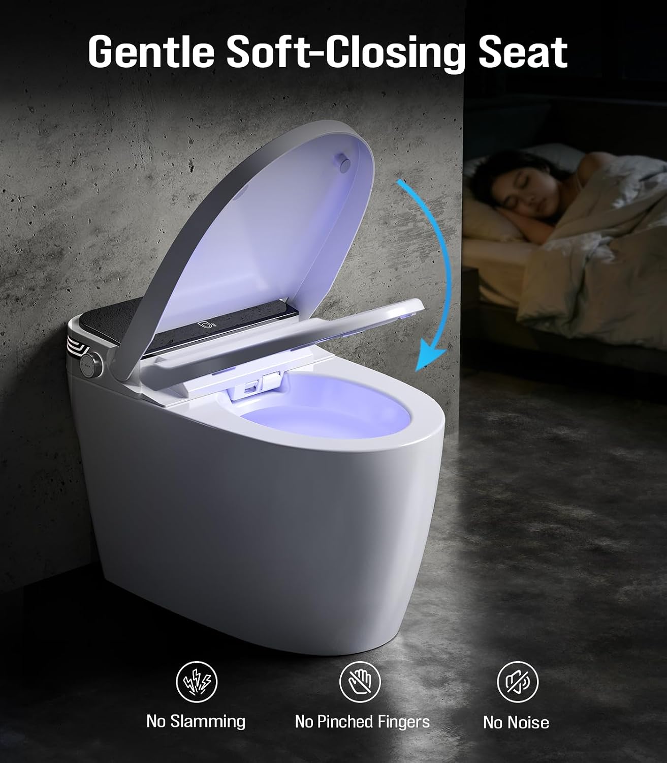 Smart Toilet with Bidet Built-In, Tankless Powerful Dual Flush, Auto Open/Close & Auto Flush, Elongated Heated Seat, Instant Warm Water & Dryer, LED Night Light & Temp Display