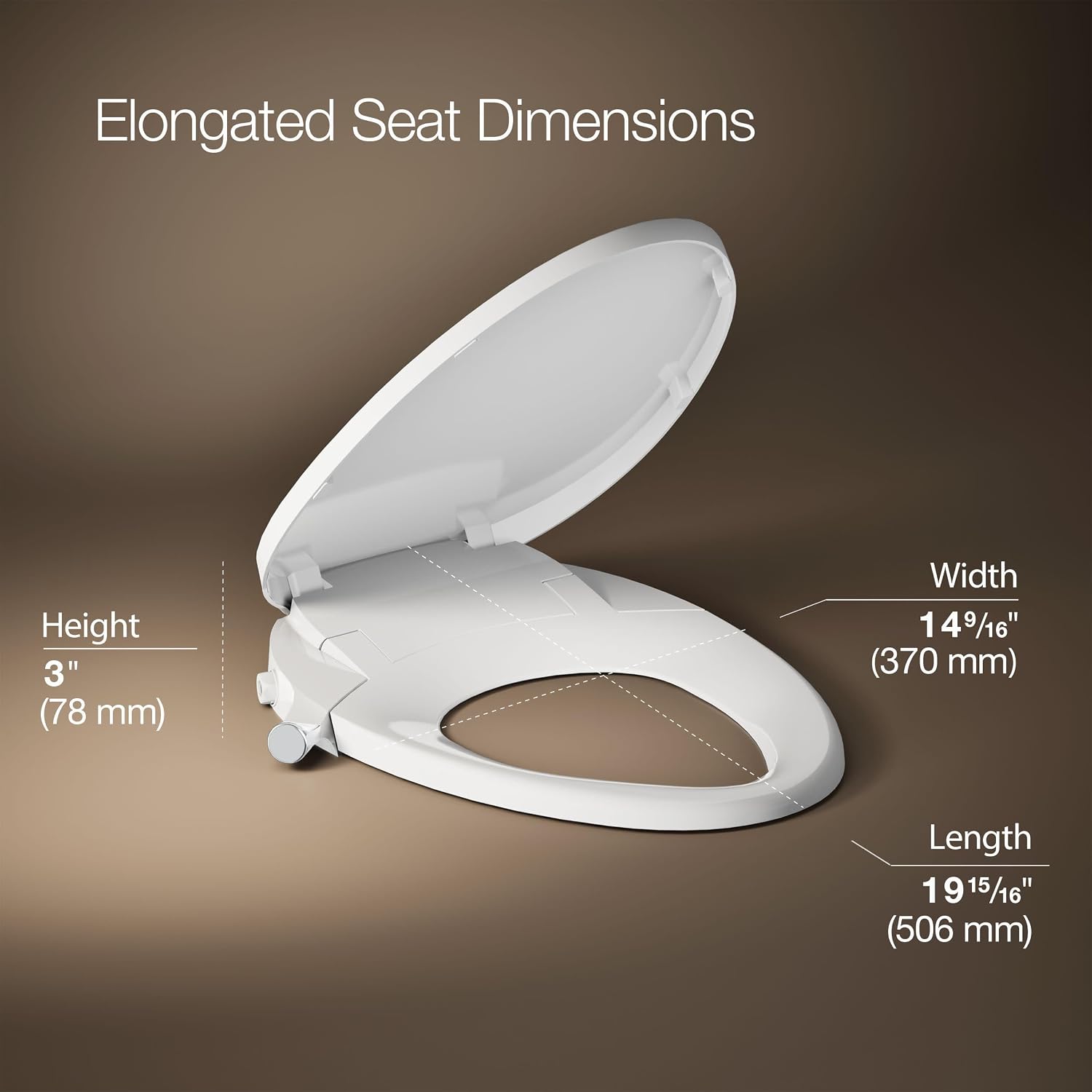 Kohler PureWash M300 Manual Elongated Bidet Toilet Seat, Chrome Handle, Quiet-Close Lid Prevents Slamming, Toilet Bidet, Easy Installation with Quick-Release Hinges, Self-Cleaning Wand