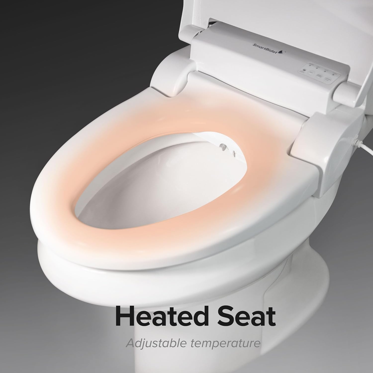 SmartBidet® SB-2400 Advanced Electric Smart Bidet™ Slim Profile Seat in Round White with Remote Control, LED Night Light, Stainless Steel Nozzle, Heated Seat, Warm Dryer