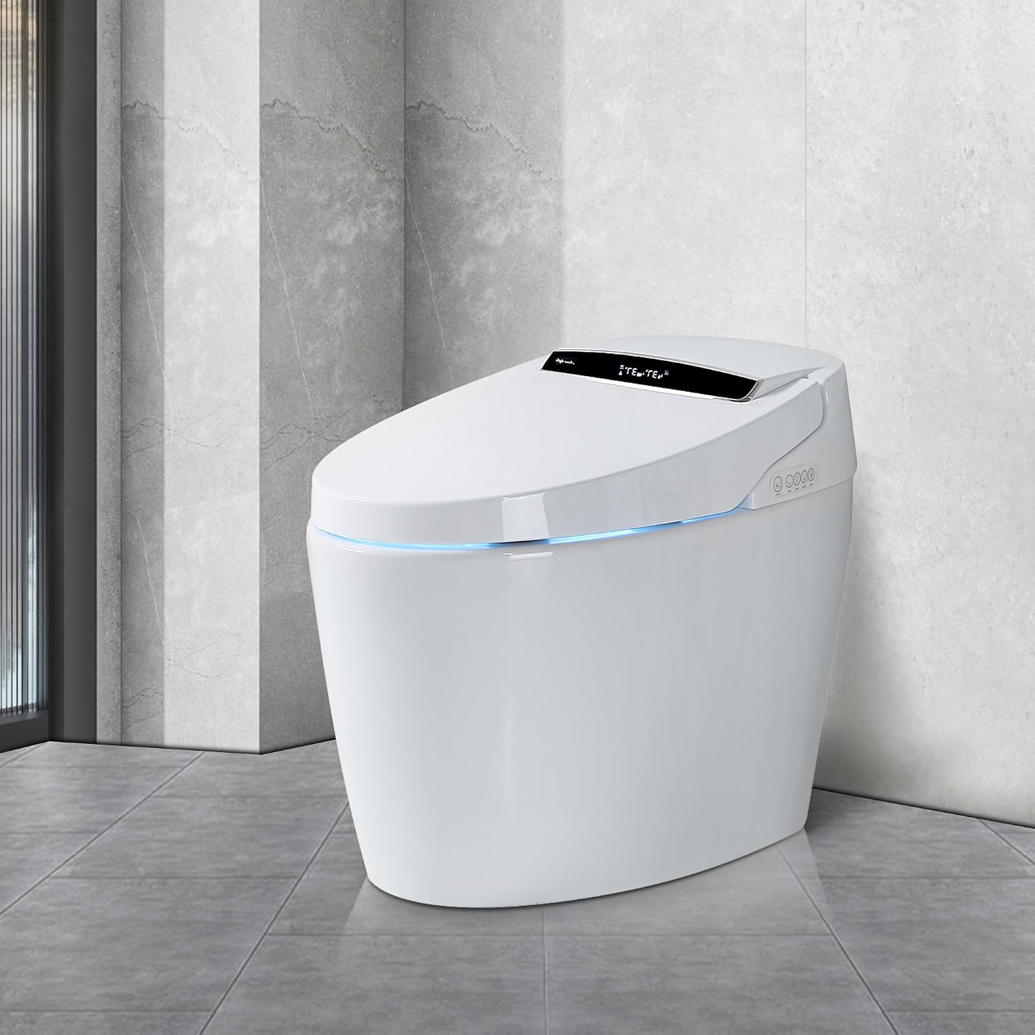 Smart Toilets with Heated Bidet Seat Portable toilet with bidet built Intelligent Toilet Auto Open Close Seat Bidet toilet with Dryer and Warm Water White