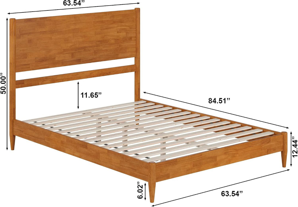 AFI, Pasadena Queen Solid Wood Low Profile Platform Bed, Light Toffee