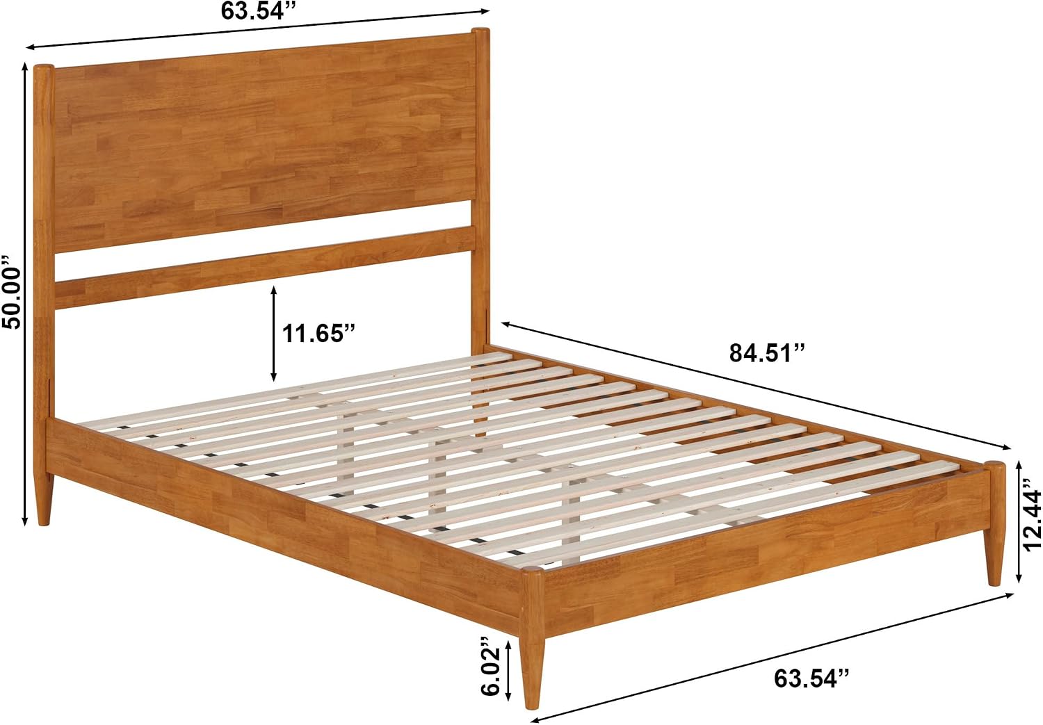 AFI, Pasadena Queen Solid Wood Low Profile Platform Bed, Light Toffee