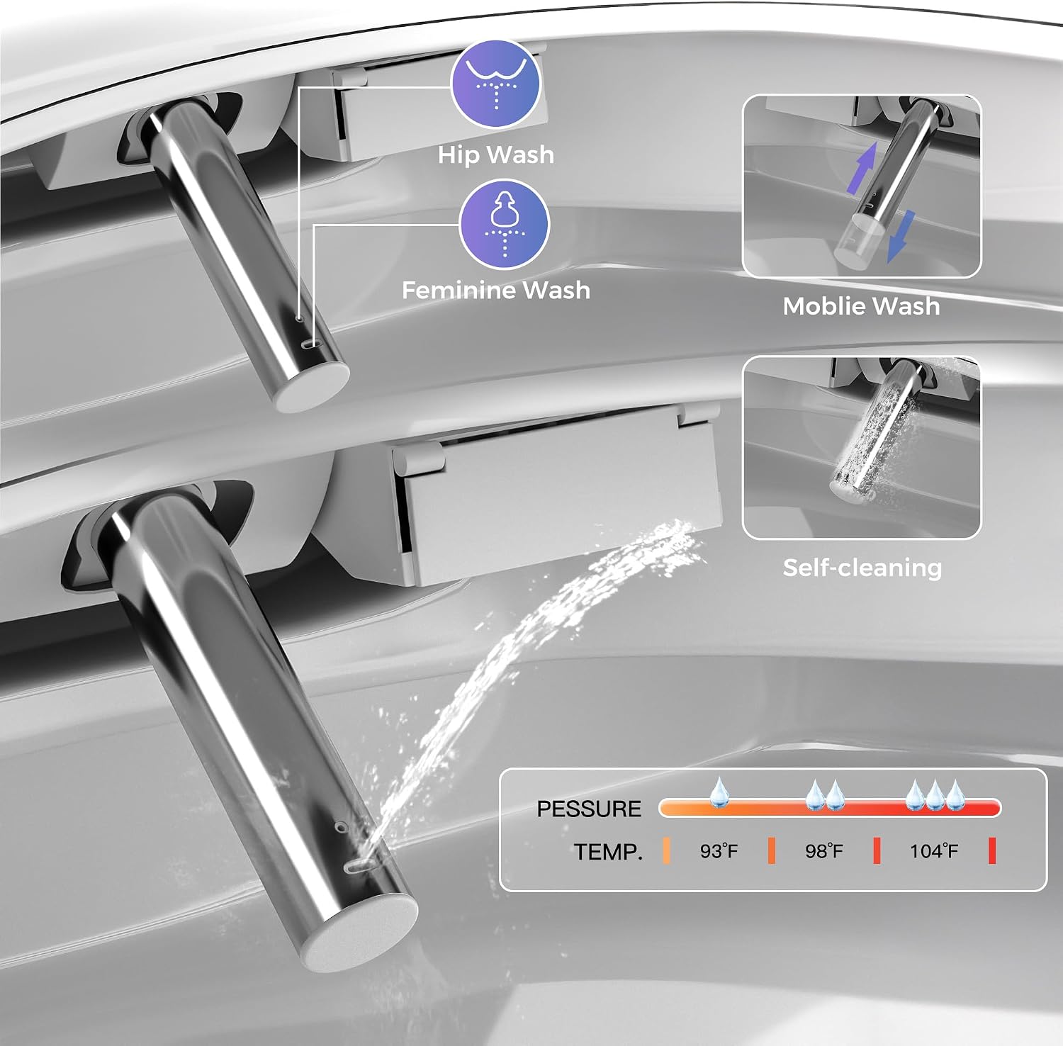 Smart Toilet with Built-in Heated Seat, One-Piece Bidet Toilet, Tankless Toilet with Foot Sensor Flushing and LED Display