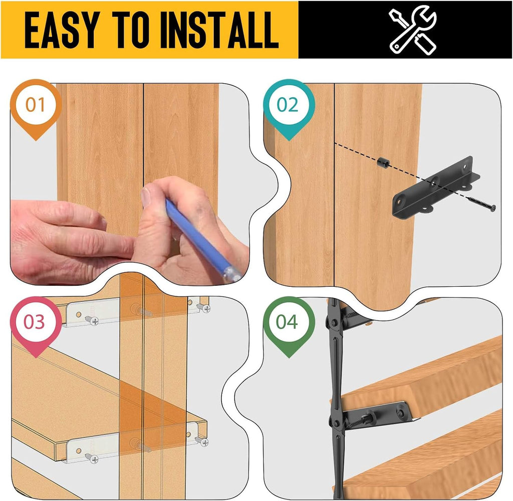 Louver Bracket Kit - Deck Sunblind System Brackets,Louver Hardware Kit,Holds up to 11 Boards(48'), for DIY Fence, Window Shutters, Garden, Patio, Indoor & Outdoor Use (4 Set Louver Kit)