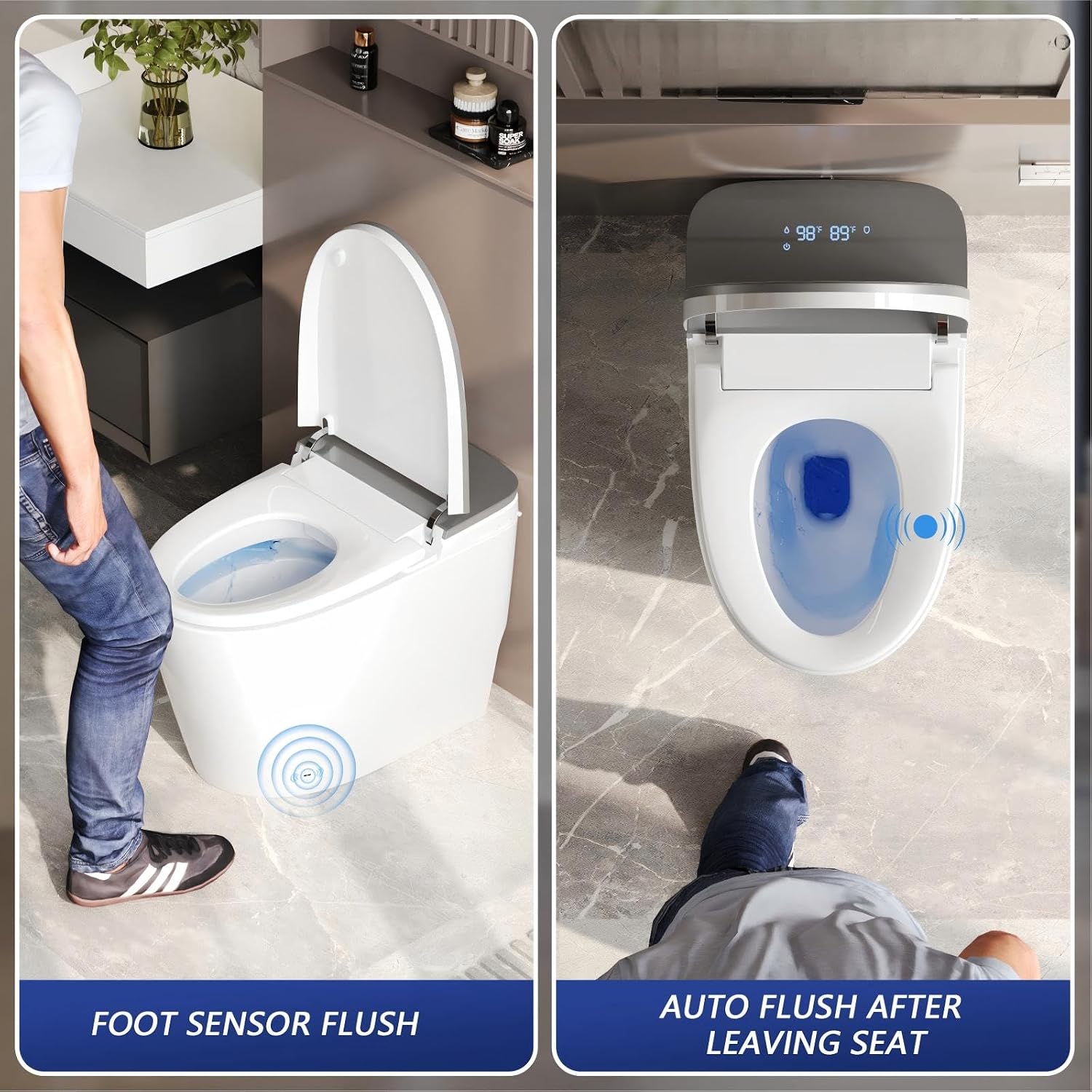 DeerValley Smart Toilet with Bidet Built in, One Piece Bidet Toilet with Auto Open/Close, Water Filter, Foam Shield, Pump Assisted, Elongated Seat, Dryer, Deodorizing, ADA Height for Modern Smart Home