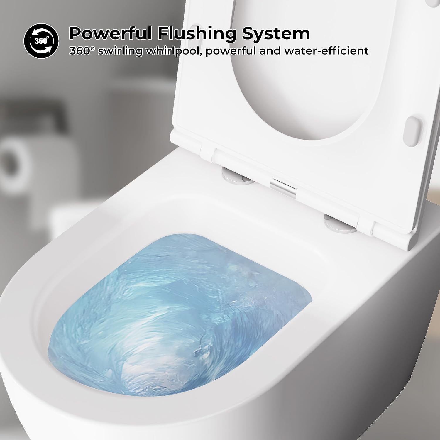 Wall Hung Toilet, Smart Toilet with in-Wall Tank System,One-Piece Bidet Toilet Combo,Heated Seat,Warm Air Dryer,Auto Flush,Space-Saving, Compact, Soft-Close Lid