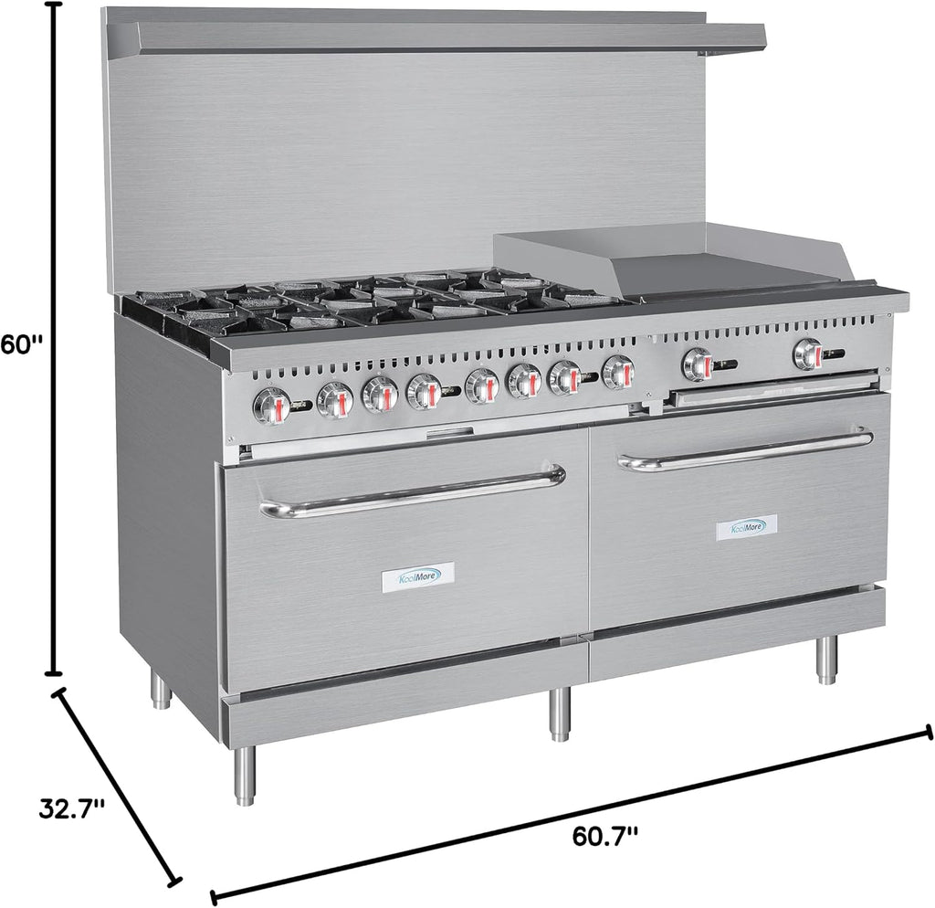 KoolMore 60 in. 6 Burner Commercial Natural Gas Range with 24 in. Griddle (KM-CRG60-NG)