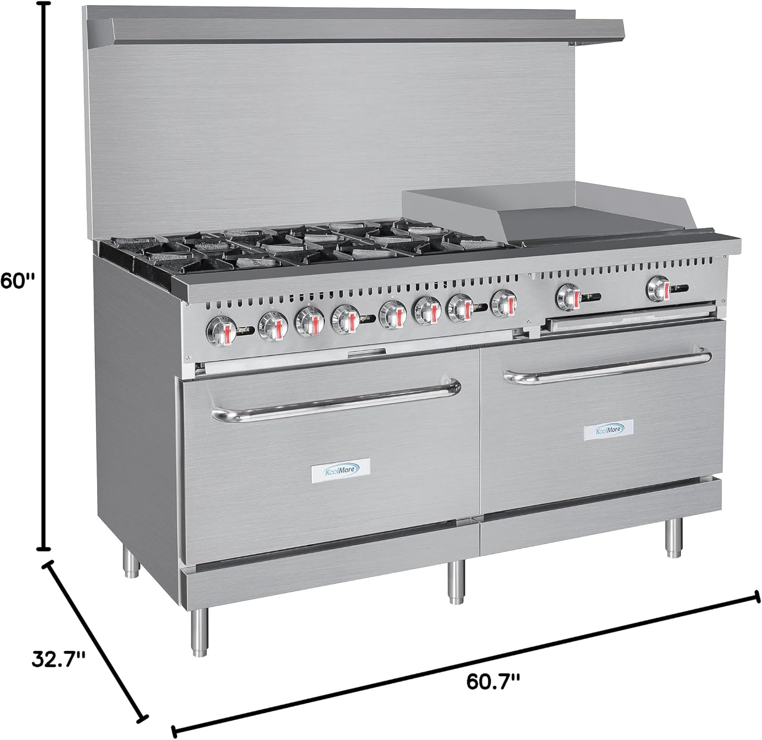 KoolMore 60 in. 6 Burner Commercial Natural Gas Range with 24 in. Griddle (KM-CRG60-NG)