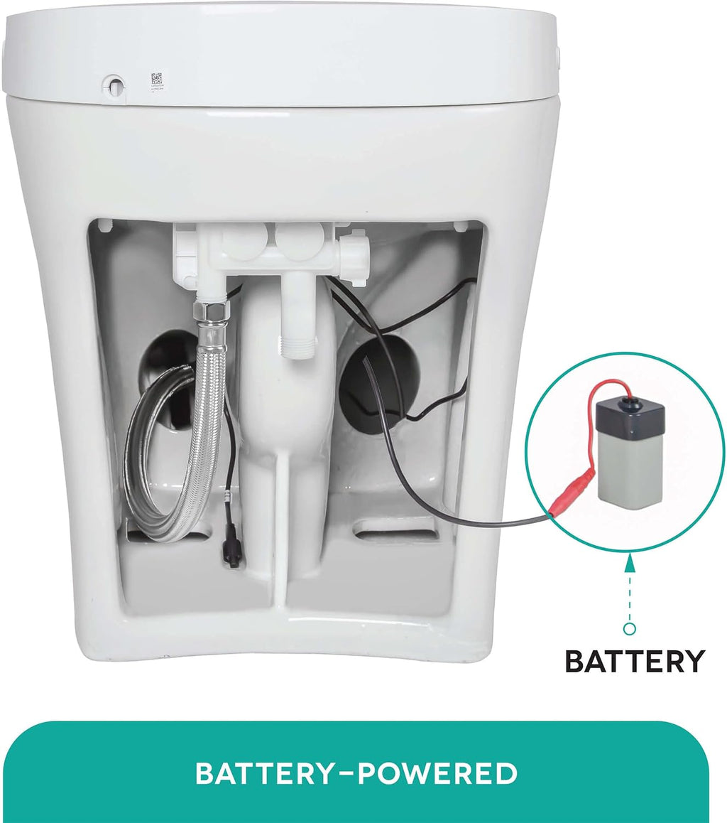 Elongated Smart Bidet Toilet Seat with Dual Flushing - One Piece Auto Flushing Toilet Seat Air Dryer - Tankless & Touchless Toilet Bidet with 6 Levels of Seat and Wind Temperature