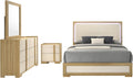 Coaster Home Furnishings Hyland Coastal 4-Piece Bedroom Set Upholstered Eastern King Size LED Panel Bed Frame 52-inch Headboard Natural 215651KE-S4