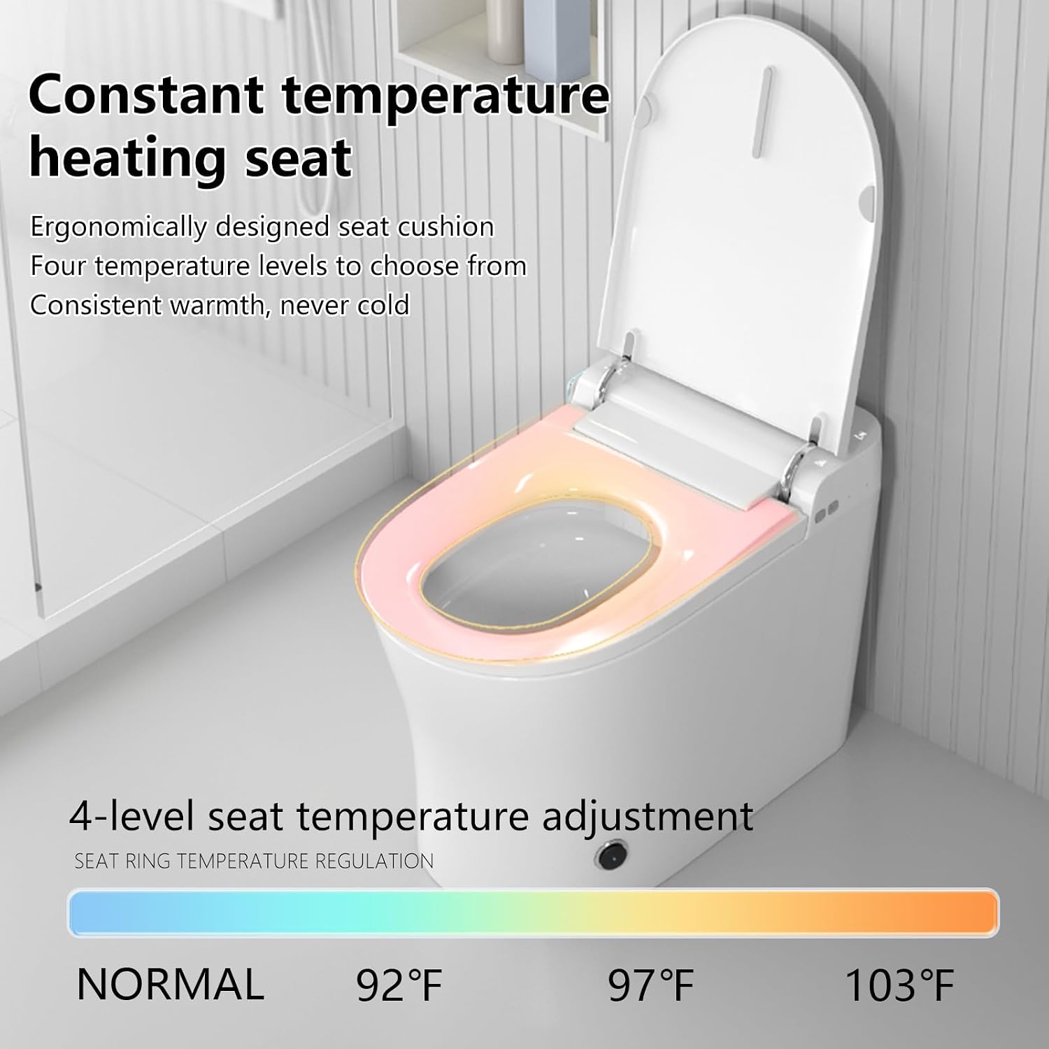 Smart Toilet with Auto Open/Close Lid - Heated Seat, Warm Water Bidet, Dryer, Night Light, Dual Auto Flush, Foot Sensor, Modern Elongated One-Piece ADA Height Toilet for Bathrooms