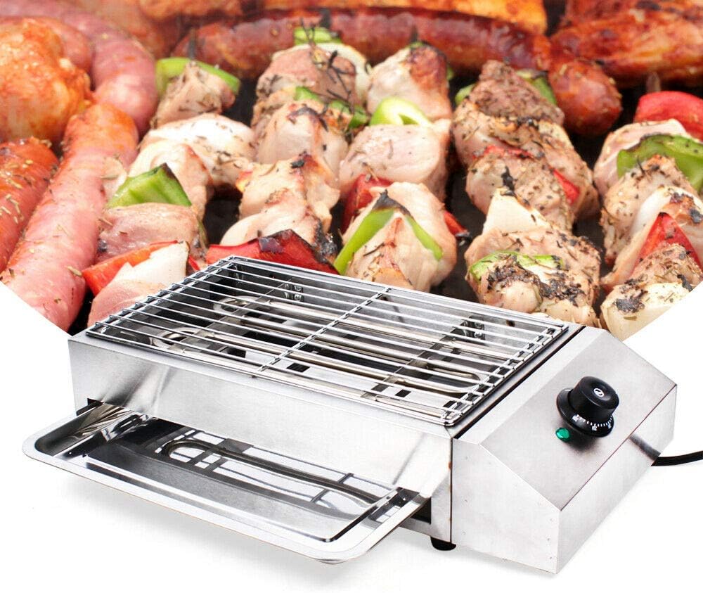 Electric Griddles, Stainless Steel Barbecue Grill Machine GDAE10 Smokeless Oven Pan BBQ Multifunctional Tabletop Heating for Party Home Kitchen Restaurant Indoor Outdoor 2800W (2800W 16.7*10' Electric)