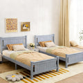 VINGLI Twin Size Set of 2 Solid Wood Bed with Headboard, Sturdy & Durable Construction,Modern Minimalist Panel Platform Bed with Strong Support for Kids,Adults & Guests,Sleigh Bed,Gray