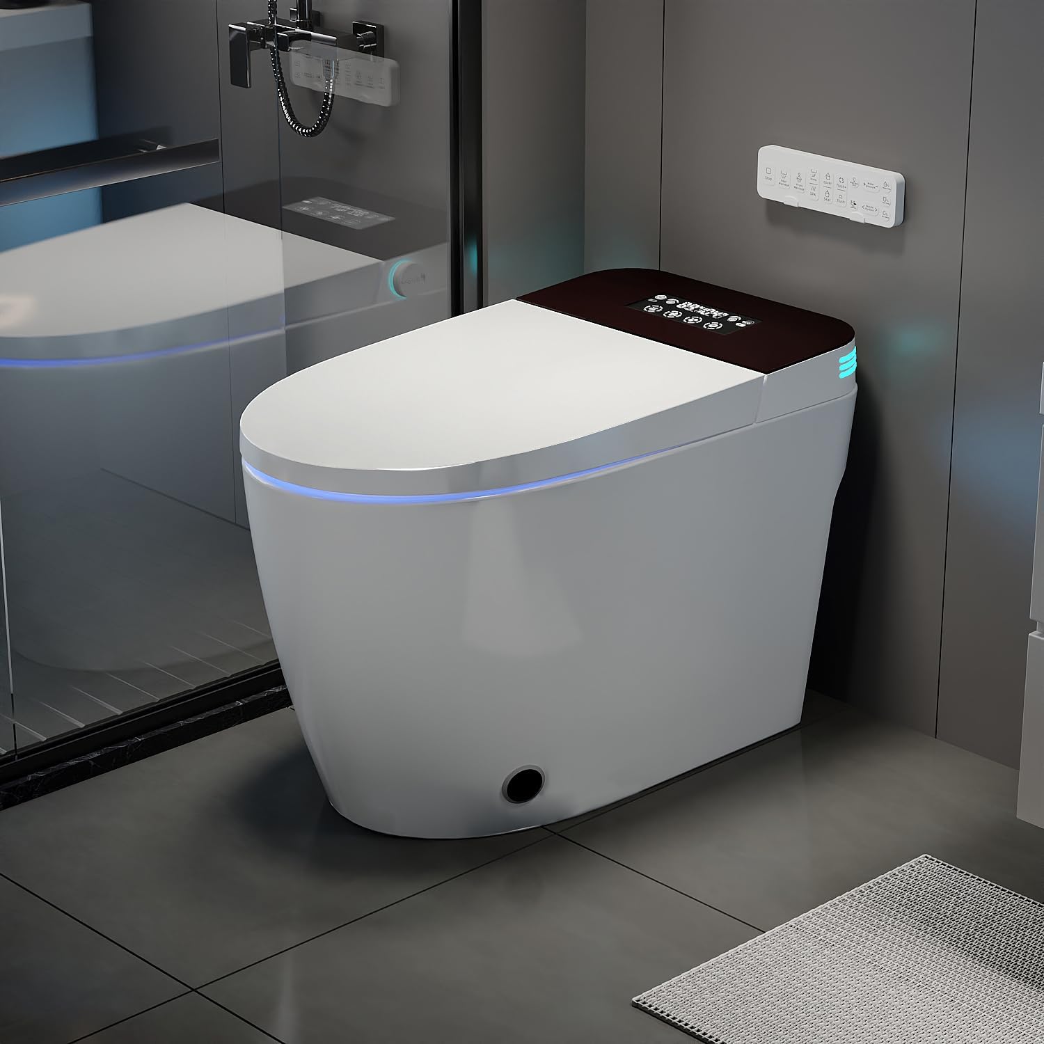 TOTTE Smart Toilet with Bidet, Hands-Free with Auto Open/Close Lid & Self-Cleaning Bowl | Adaptive Warm Water Wash & Heated Seat, Built-in Aroma, One-Piece Elongated Design