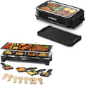 CUSIMAX Smokeless Indoor Grill with Tempered Glass Lid & 14.96' x 8.66' Aluminum Non-stick Stove Top Griddle Pan & 2 in 1 Raclette Table Grill