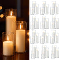 72 PCS White Pillar Candles with Glass Candle Holders Clear Hurricane Candle Holders Glass Cylinder Vases for Centerpieces Wedding Party, Event, Home Office (36 Candles+36 Candle Hoders)