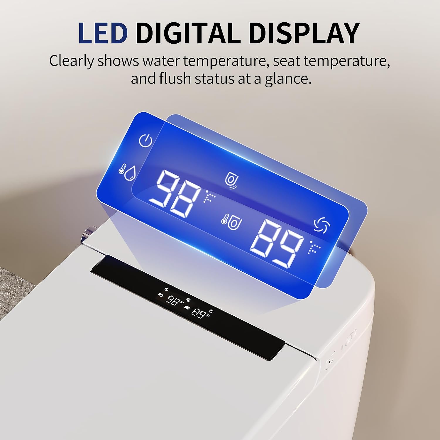 DeerValley Smart Toilet with Bidet Built in, Smart Toilet for Bathrooms with Powerful Flush, Foot Sensor Operation, Heated Seat, Dryer, Night Light, Digital Display