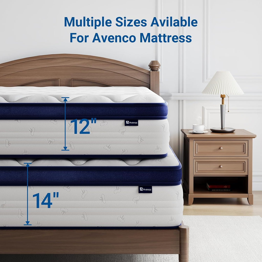Avenco Queen Mattress, 10 inch Queen Size Mattress with Smarts™ Coil Individual Pocket Spring for Silent Sleep and Strong Edge Support, Mattresses in a Box CertiPUR-US Certified
