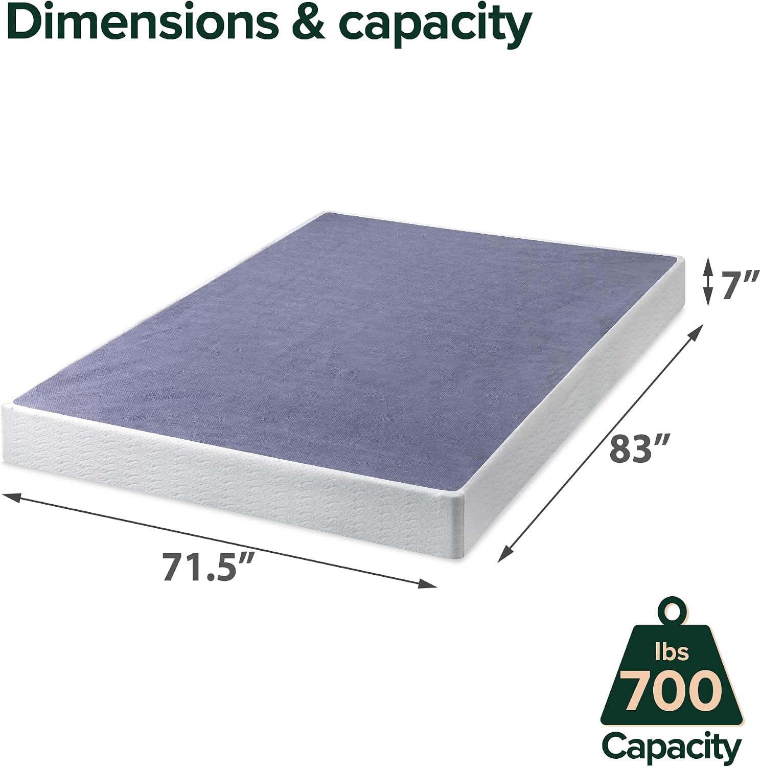 Zinus 7 Inch California King Metal Smart Box Spring with Quick Assembly, Mattress Foundation, Strong Metal Frame, Easy Assembly