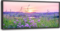 Nature Scenery Large Wall Art Sunset Framed Wall Decor for Living Room Countryside Wildflowers Pictures Oversized Canvas Print Painting Modern Extra Large Framed Artwork for Bedroom Office 60'x30'