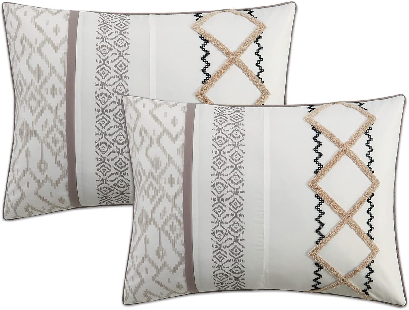 Grand Avenue Luxury 7 Piece Cozy Boho Comforter Set California King Beige Embroidered Girls Bedding Premium Microfiber All Season Home Décor