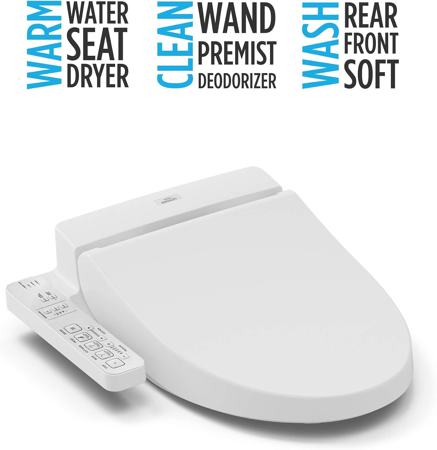 TOTO SW2034#01 C100 Electronic Bidet Toilet Cleansing Water, Heated Seat, Deodorizer, Warm Air Dryer, and PREMIST, Elongated, Cotton White