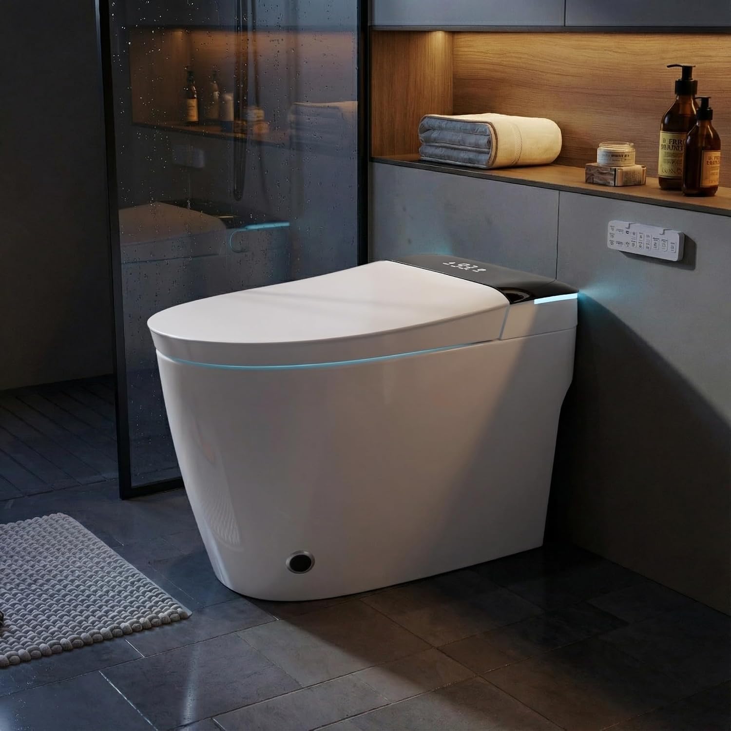 TOTTE Luxury Smart Toilet with Bidet, Hands-Free with Auto Open/Close Lid & Self-Cleaning Bowl | Adaptive Warm Water Wash & Heated Seat, Built-in Aroma, One-Piece Elongated Design